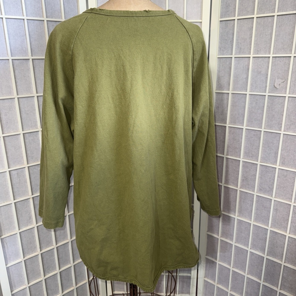 Jaded Gypsy Boho Festival Hippie Grunge Green Oversized Pocket Sweatshirt L/XL - Picture 13 of 15